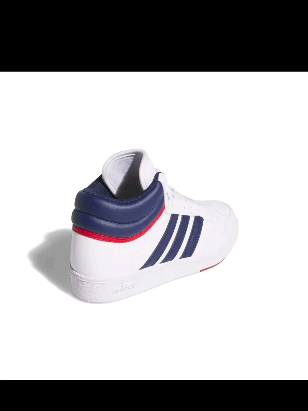adidas Kids' White & Navy Hoops Mid-Top Sneakers